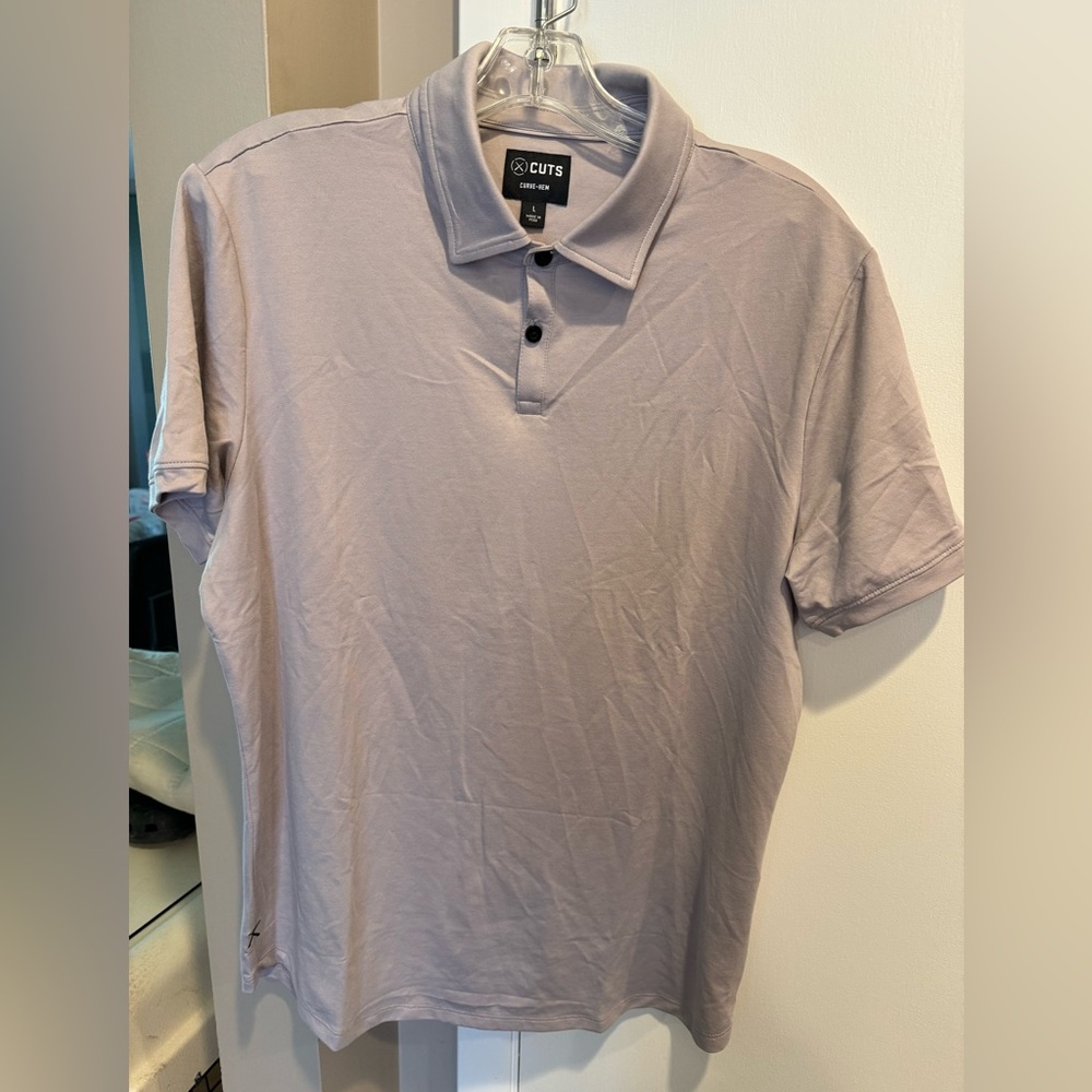 Cuts large polo shirt in beige